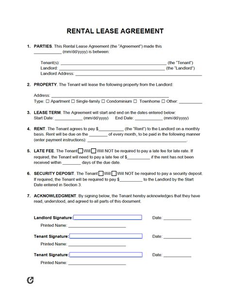 Blank 2 In ordinal format, type the due date of the monthly rent is due (e. . Free printable basic rental agreement pdf